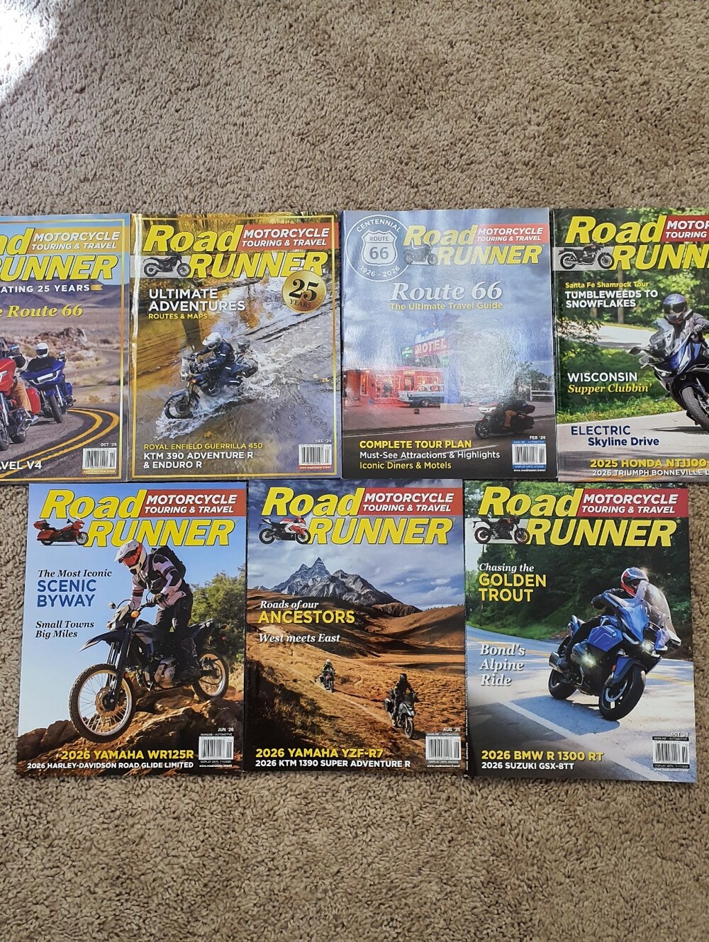 Road Runner Magazine Lot Of 7 Oct 25 - Oct 26 Issues Motorcycle Travel Lovers